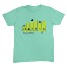 teal green tee with hand drawn Earwax art 